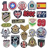 Dandan DIY 24pcs Assorted Styles Badge Flag Embroidered Patch Sew On/Iron On Patch Applique Clothes Dress Plant Hat Jeans Sewing Flowers Applique Diy Accessory (Assorted-Style 2)