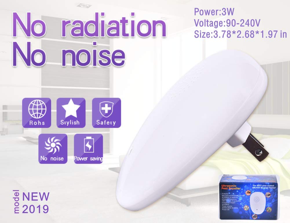 Ultrasonic Pest Repeller Plug in, Physical Pest Killing, Indoor Pest Repellent for Rats, Spiders, Fleas, Roaches, Bed Bugs, Mosquitoes, Human& Pet Safe(3 Pack)