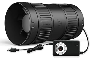 FanGoFast 4 Inch Inline Duct Fan 130CFM Airflow with Stepless Speed Control Low Noise Energy Saving Ventilation Booster Fan for Grow Tents,Workshops,Basements