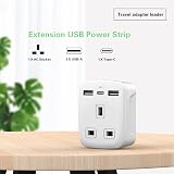 TechMax UK to USA Plug Adapter USB C Type G to B Travel for Canada Mexico White view 5