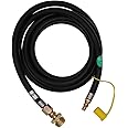 METER STAR 12 Ft Quick Connect Liquid Propane Hose for RV to Hook Up Portable Camping BBQ Grill,Quick-Change Connection Convert to 3/8“ Female Flare Hose for 1lb Tank Regulator