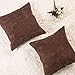 Home Brilliant Brown Throw Pillow Cover 18 x 18 Solid Supersoft Corduroy Stripes Square Throw Pillow for Couch S ofa Bedroom Living Room Chair, 18x18 inches (45cm), Brown