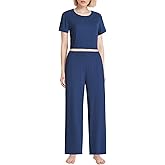 Pintage Women's Petite Length Lounge Set Cropped Top with Pants