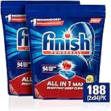 Finish Powerball All In 1 Max Dishwasher Tablets, Lemon, 188 Pack (2x94)