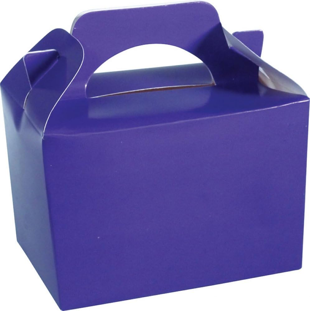 Lotus 20 x Children/Kids Plain Coloured Party Boxes Carry Food Meal Fun Picnic Birthday Wedding Favour/Baby Shower Party Halloween Trick or Treat Box Loot Bag (Purple)