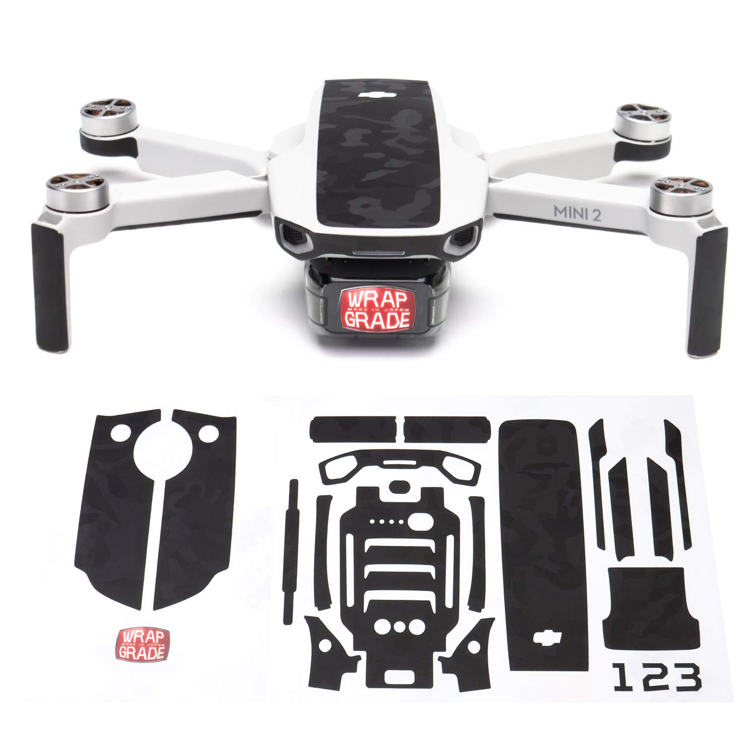 Wrapgrade Skin Compatible with DJI Mini 2 | Accent Color (BLACK BUMPY CAMO)