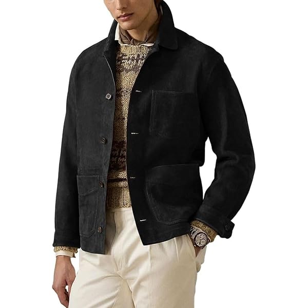 Suede Leather Jacket Men – Real Lambskin Suede Casual