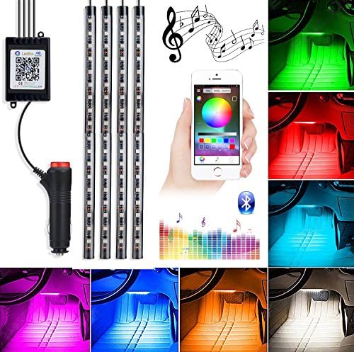 Car Underglow Light, 72 LED Glow Under Car Lights Strip Sound Actived Underglow Lighting Kit Function Running RGB Colors Strips App Control Auto Atmosphere Lights