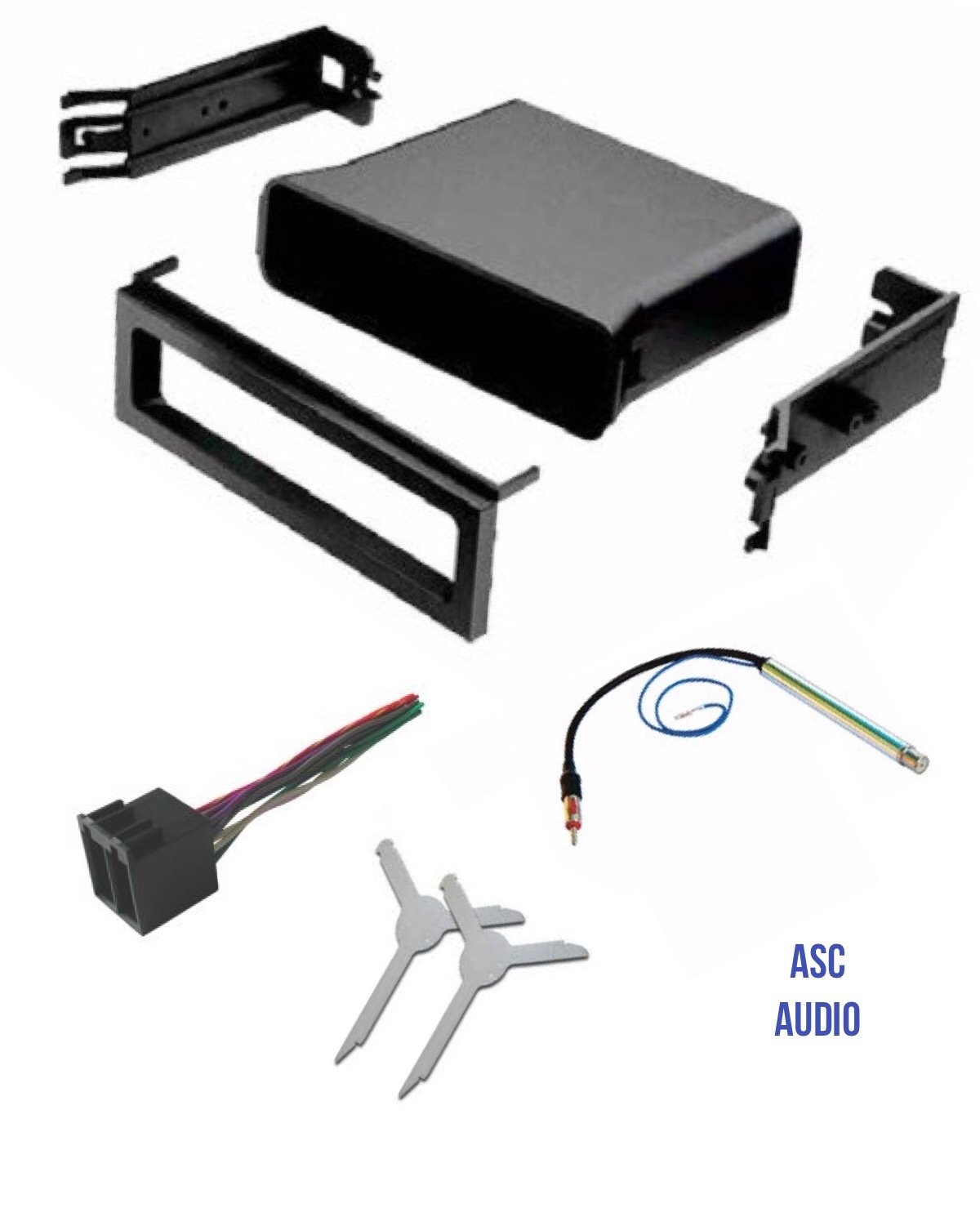 ASC Audio Car Stereo Dash Pocket Kit, Wire Harness, Antenna Adapter, and Radio Removal Tool for installing a Single Din Radio for VW Volkswagen- 1999 2000 2001 Golf / GTI, Jetta, Passat