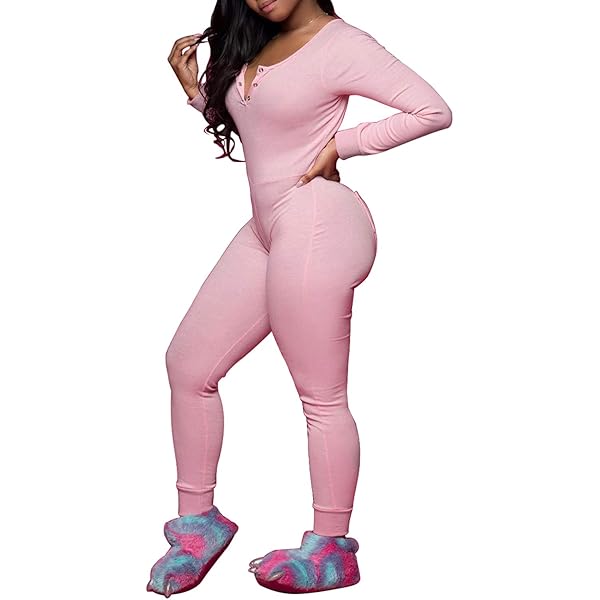 Dames Onesie Pyjama Jumpsuit Uit Één Stuk Met Capuchon, Butt Button Back Flap Thermal Union Suit Bodysuit Nachtkleding,Zwart,XL,HaoAMZ