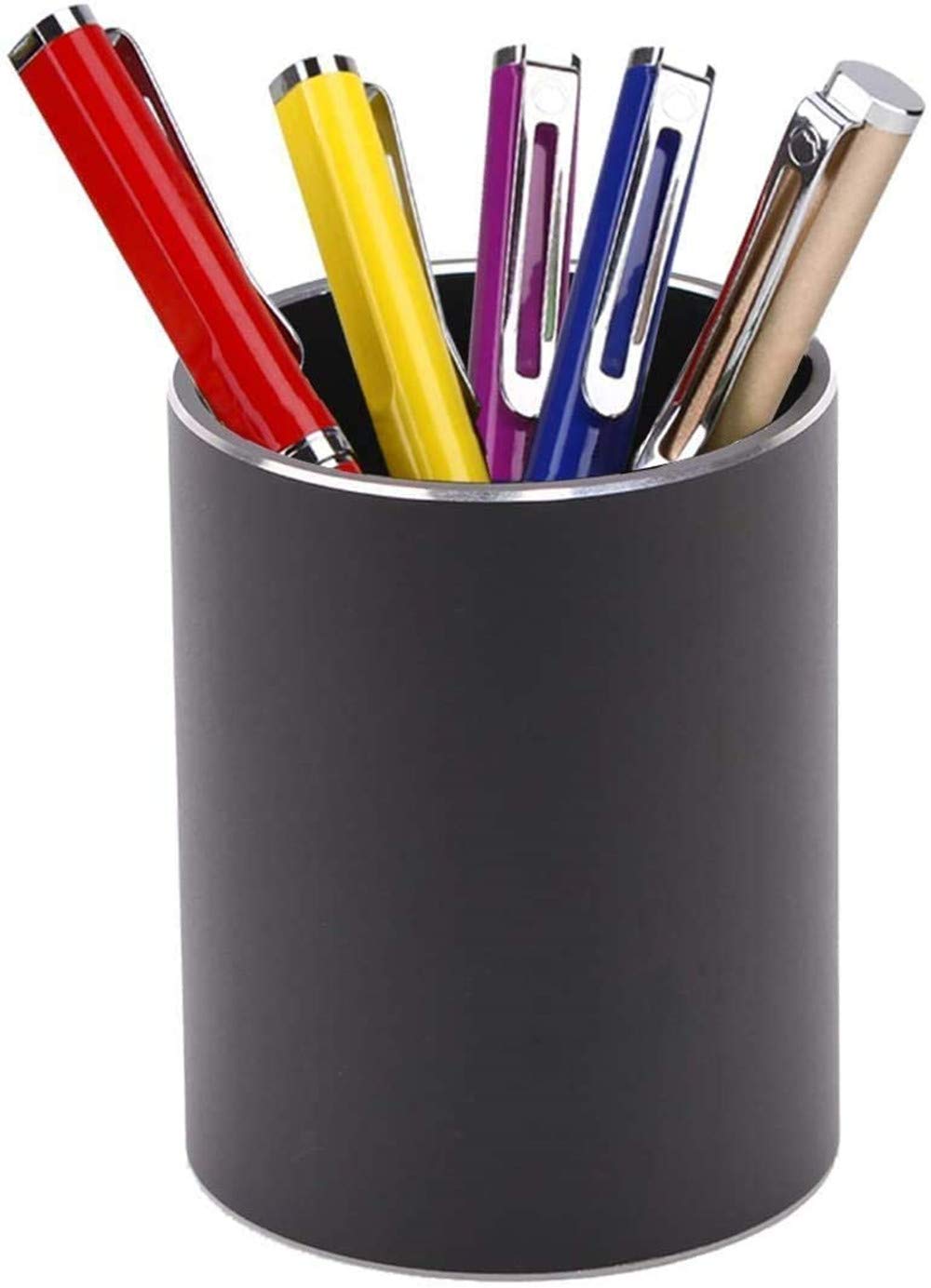 Metal pen holder, round aluminium, pen holder, aluminium, pen holder, desk organiser and pencil storage box for office.