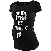 Maternity Shirts for Women - Casual Graphic Ruched Sides Short Sleeve Pregnancy Announcement Shirt