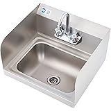 WILPREP Commercial Hand Wash Sink, NSF Stainless Steel Commercial Utility Sink with Gooseneck Faucet and Strainer, 17x15 Inch