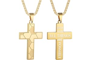 HattiDoris Soccer Cross Necklace for Boys Inspirational Bible Verse Cross Pendant Stainless Steel Chain 22+2 inch Soccer Sports Jewelry Gift for Men Women