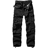 KOCTHOMY Casual Cargo Pants for Men Tactical Baggy Cotton Work Pants with Multi Pockets No Belt