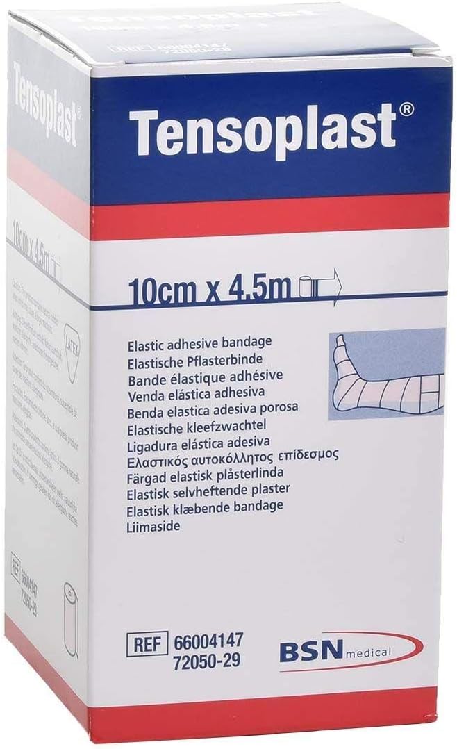 Tensoplast Elastic Adhesive Bandage, EAB Tape for Firm Compression with Medium Support for Joints 10 cm x 4.5 m, Cream, 1 Roll