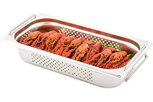 Restaurantware One Third (1/3rd) Perforated Steam Table Pan - 2.5" Deep - Collapsible Handles - Anti Jam - Commercial Grade Stainless Steel - 1ct Box - Met Lux
