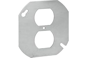 4" Stainless Steel Octagon Duplex Receptacle Electrical Box Cover, Flat Metal Duplex Junction Box Cover Plate