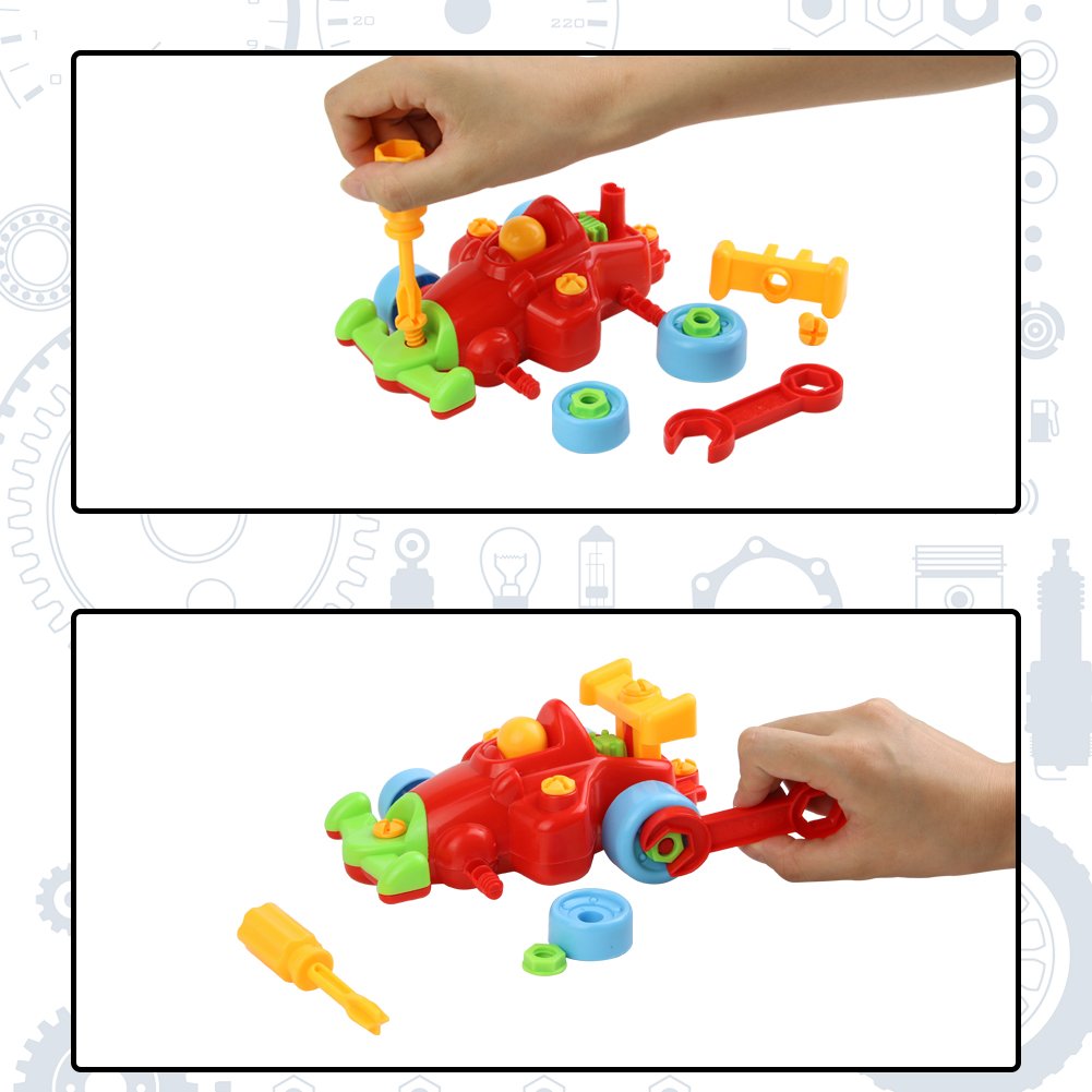 Nuheby Take Apart Cars Toy Disassemble Building Toys Construction Vehicles 2 in 1 Disassembly Racing Cars Educational Toys for Boys Girls 3 4 5 Years Old