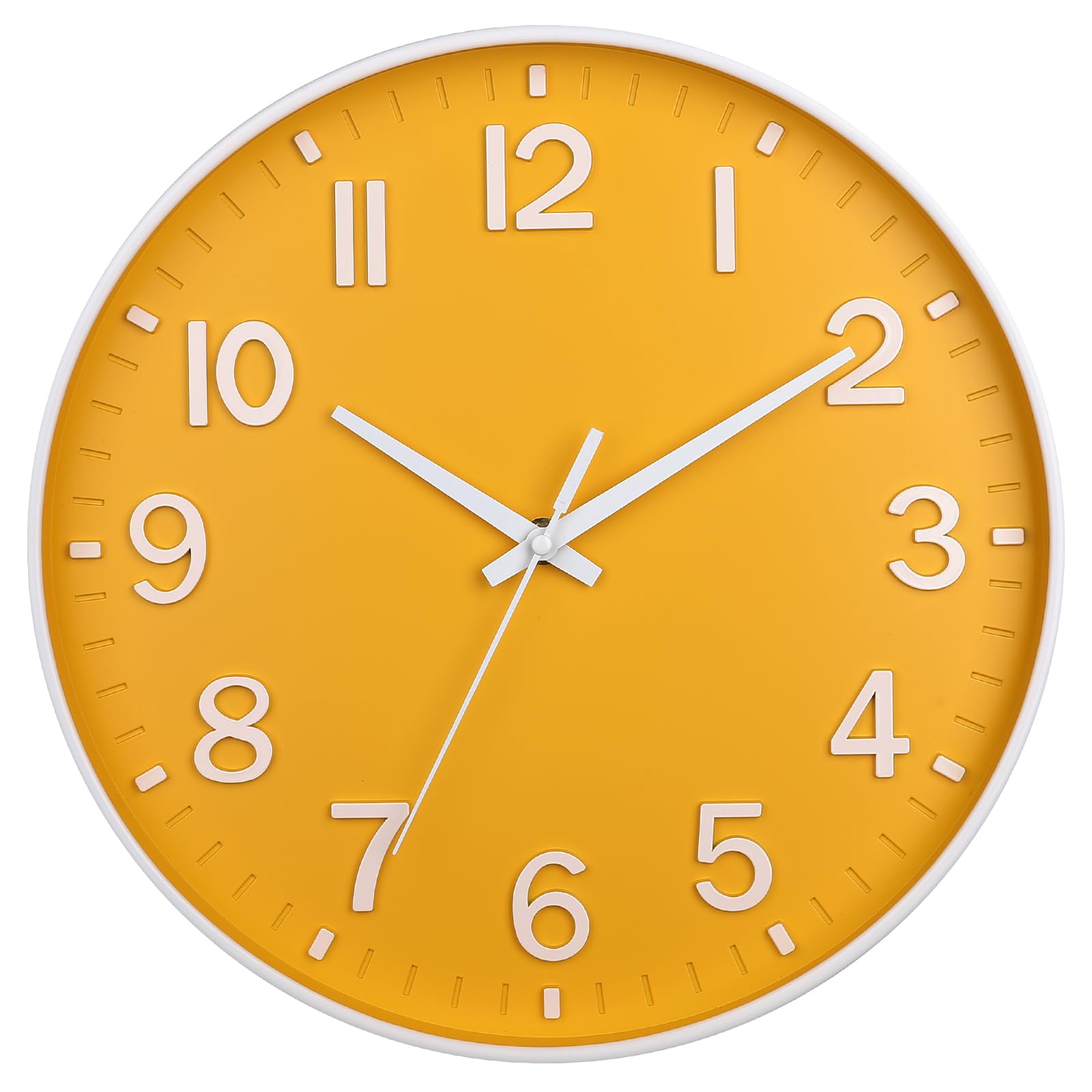 Photo 1 of HZDHCLH Yellow Wall Clocks Battery Operated,12 inch Silent Non Ticking Modern Wall Clock for Living Room Bedroom Kitchen Office Classroom Decor