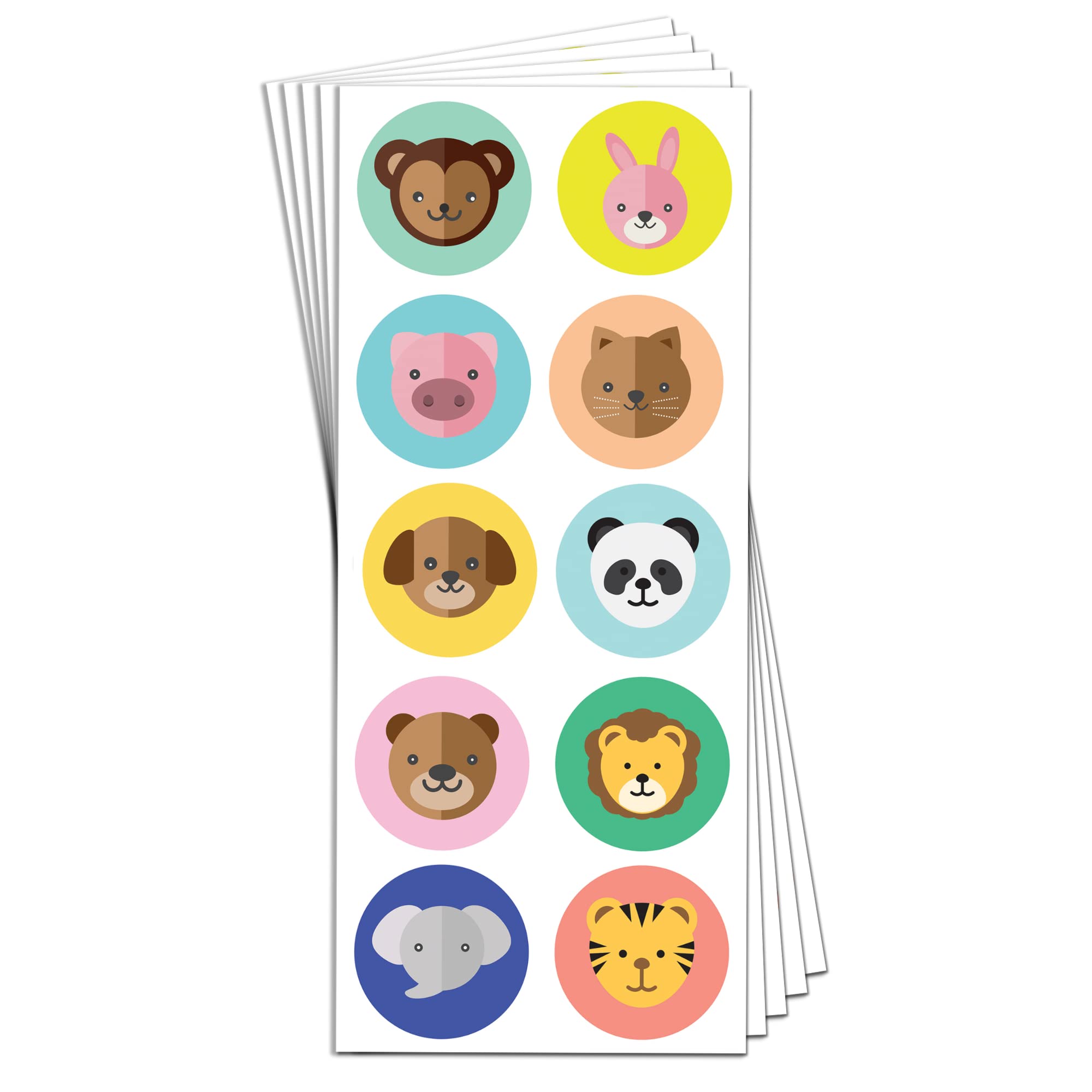 40 Sheets - Animal Stickers for Children, Party Bags - 400 Stickers, 40mm