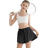 Girls Flowy Athletic Shorts with Pocket Kids Spandex 2 in 1 Drawstring Butterfly Skorts for Cheer, Dance, Running