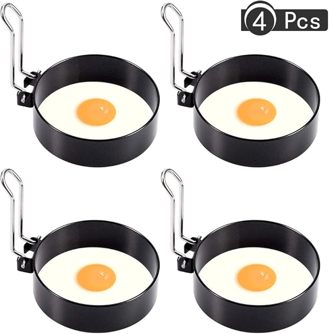 Yumi V Stainless Steel Egg Rings Set, 4pcs NonStick Poachette Rings