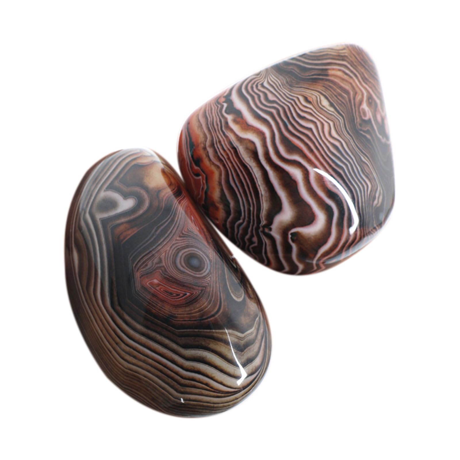 Orientrea 2 Pc Natural Sardonyx Palm Stones Polished Crystal | Premium Banded Gemstones | Smooth Pocket Stones for Home Décor, Display, Collection & Gift