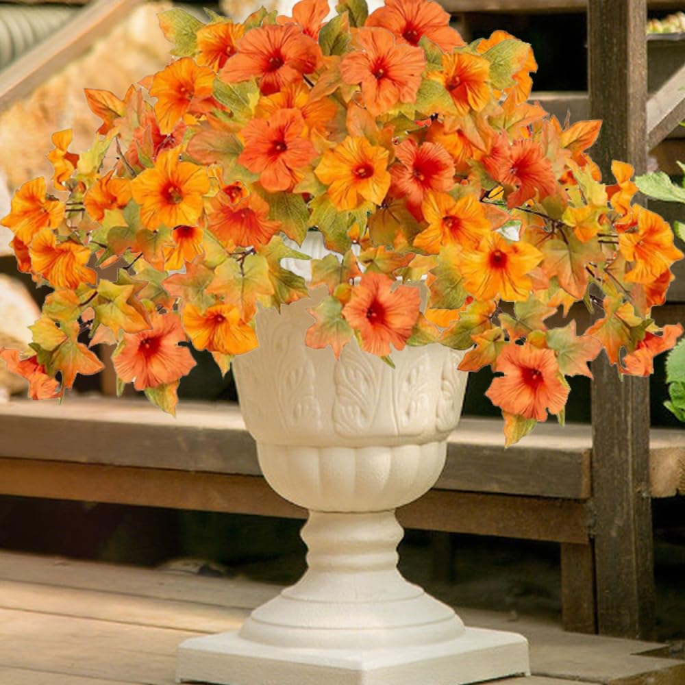 Photo 1 of ***VASE NOT INCLUDED***YESKY Artificial Flowers for Outdoor Decoration, 2PCS Realistic Fall Faux Petunias Silk Flower Fake Plants No Fade Floral for Home Garden Balcony Yard Porch Indoor Outdoor Fall Decor**VASE NOT INCLUDED***