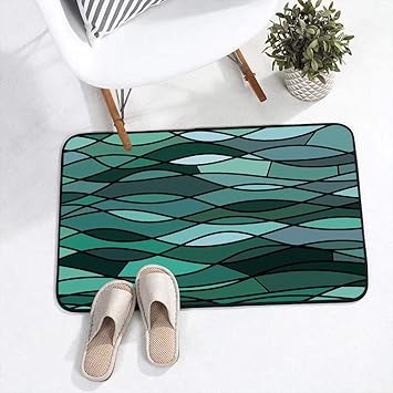 Badematte 75 x 45cm rutschfest-BadvorlegeBlaugrün, abstrakt Mosaik