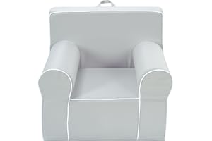 Heritage Kids Grey Everywhere Foam Armchair with Carry Handle and Removable Cover,25"x21"x22",Ages 3+