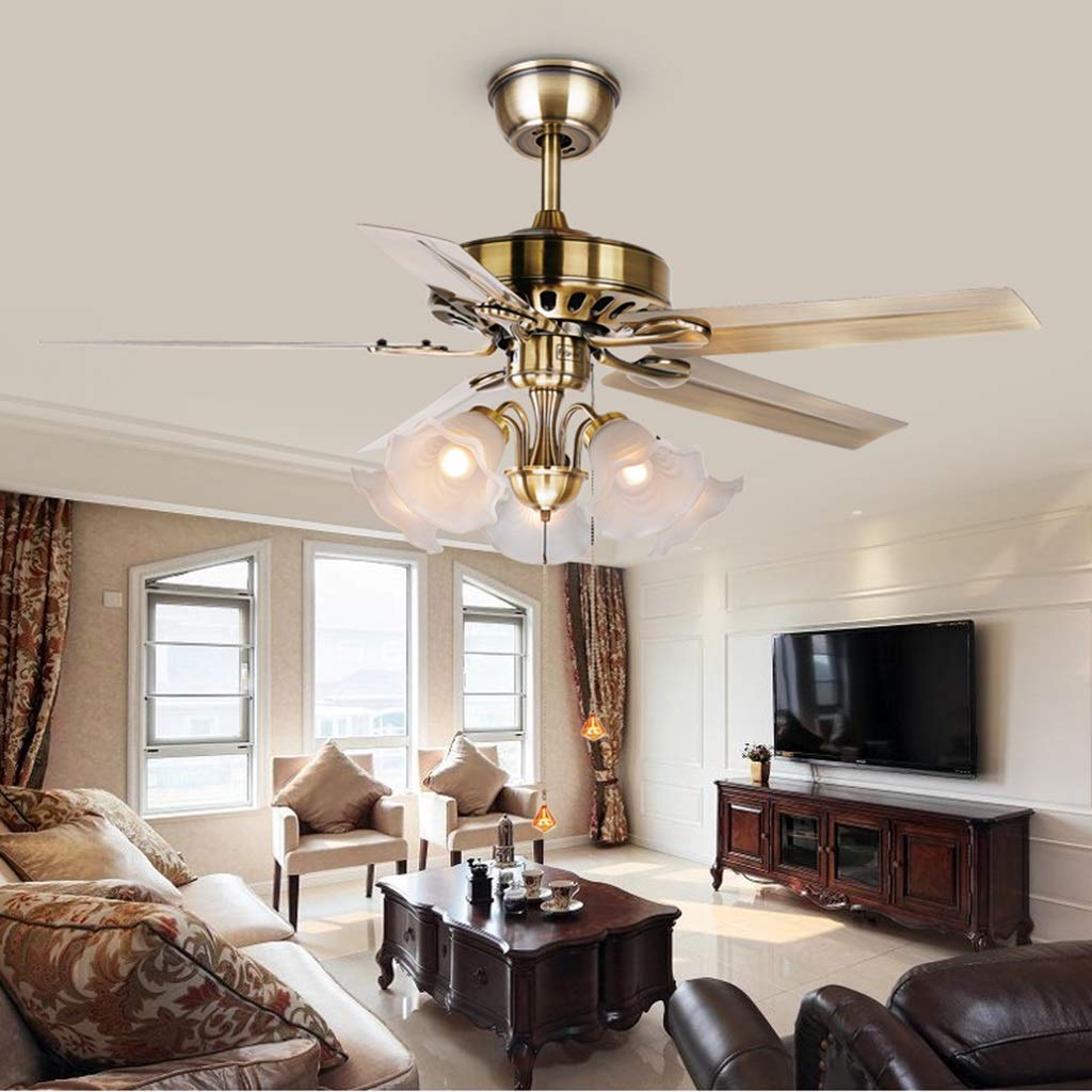 Deckenventilator Kronleuchter Lampe Messing 120 * 49cm / 47,2 * 19