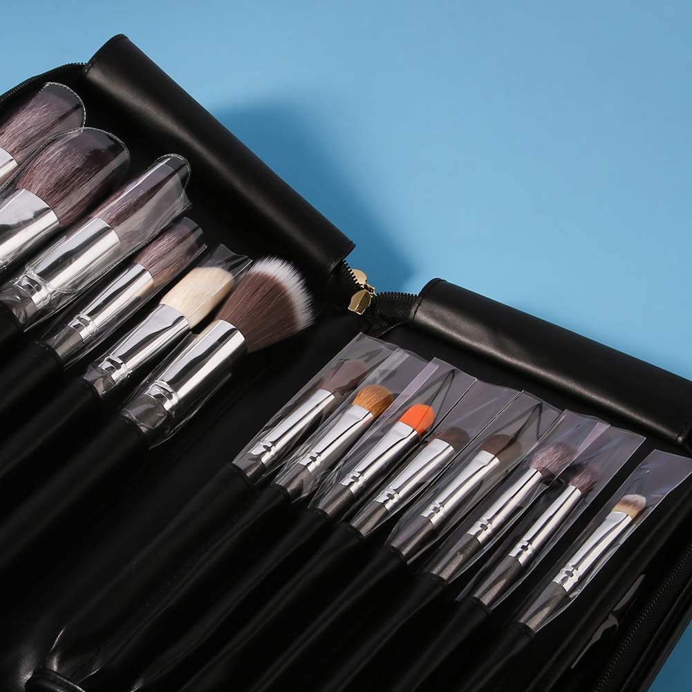 Docolor Makeup Brushes 29 Piece Professional Makeup Brush Set Premium Goat Hair Kabuki Foundation Blending Brush Face Powder Blush Concealers Eye Shadows Make Up Brushes Kit with PU Leather Case: Beauty