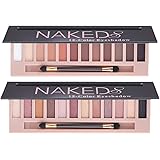 2 Pack 12 Colors Makeup Naked Eyeshadow Palette Natural Nude Matte Shimmer Glitter Pigment Eye Shadow Pallete Set Waterproof 