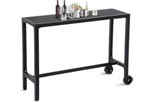 GS CHIER Outdoor Bar Table, 55" Black Patio Counter Height Bar Table, Outdoor Console Table with Weather Resistant Waterproof Top for Hot Tub, Balcony, Garden, Yard, Poolside,Black
