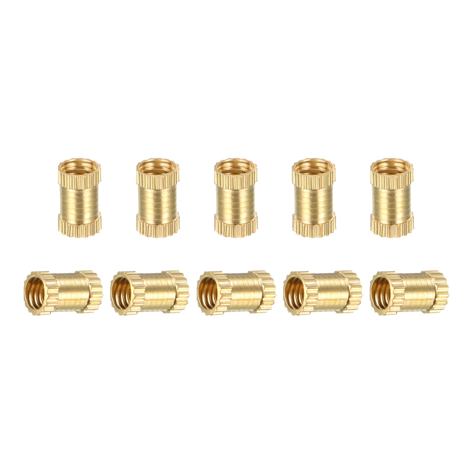 DTGN M4x8x5mm(IDxLxOD) Knurled Insert Nuts - 200 Pack - Good for Plastic Shells - Brass Female Thread Heat Set Inserts Embedment Nut