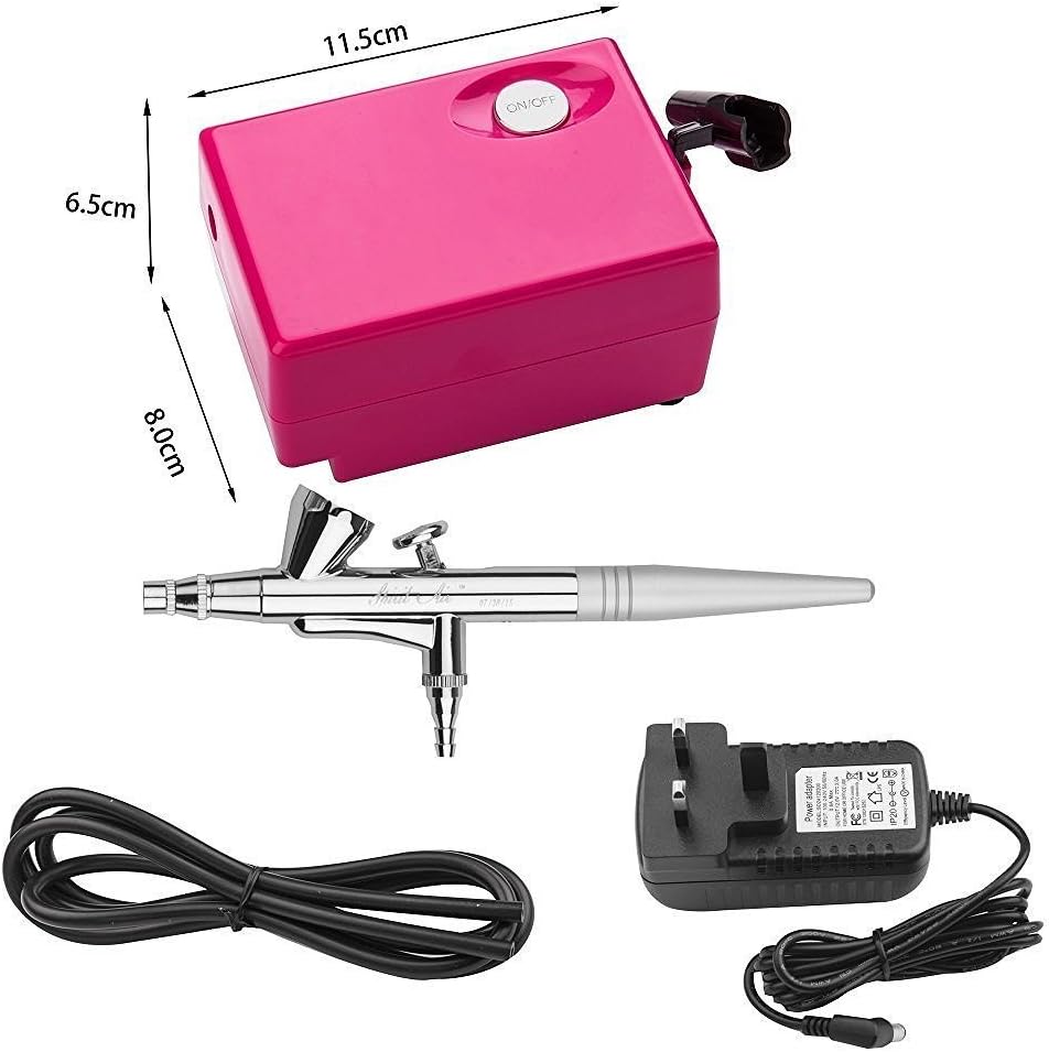 Airbrush Kit, VN Airbrush Compressor Air Brush Kit Spray Gun Air Compressor for Tattoo,Cake Decorating, Makeup, Nail Beauty, Painting ( Pink ) (Pink)