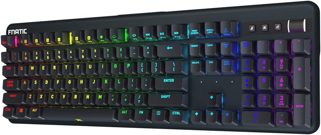 FNATIC Streak - LED Backlit Full RGB Mechanical Gaming Keyboard - Cherry MX Silent Red Switches - Ergonomic Wrist Rest - Premium Pro Esports Gaming Design(FR-Layout)