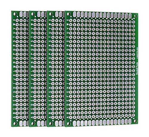 LampVPath (Pack of 4) PCB Prototype Board, Double Sided PCB Proto Board for DIY Solder Breadboard, 5cm X 7cm(1.969" X 2.756") Universal Printed Circuit Board - Thumbnail 4