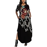 AZPSRT Fashion Women's African American Art Print Dress Casual Loose Dresses
