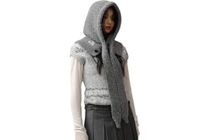 Balaclava Hood Hat Scarf Women 2 in 1 Knitted Crochet Hooded Scarf Beanie Hats Winter Beanies Hat Scarfs Set 2025