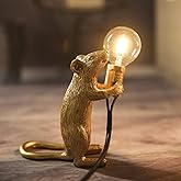 HGomx Modern Resin Mouse Lamp Animal Table Lights Creative Art Desk Lamps Bedside Gift Decoration LED Bedroom,Study Room (Gold-Standing)