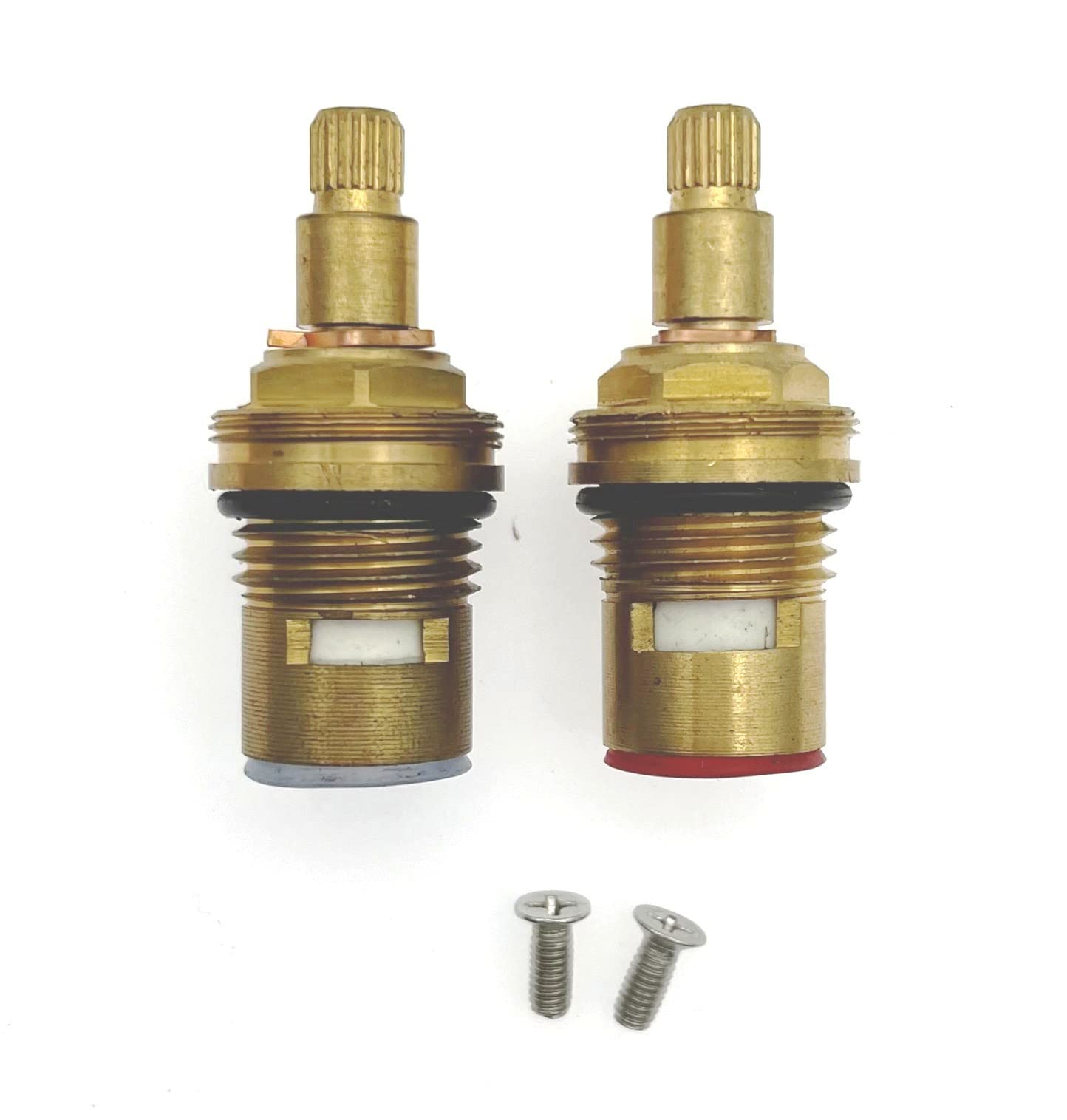 JZK 2PCS 20 Teeth 1/4 Turn Tap Valves Replacement, Hot & Cold Water Ceramic Faucet Valve Core, Kitchen Ceramic Tap Cartridge for Bathroom Kitchen Tap