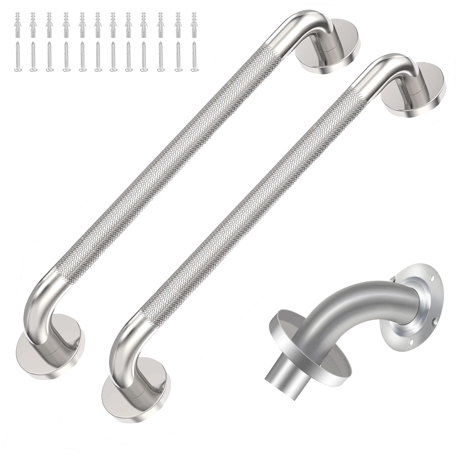 2 Pack 18 inch Shower Grab Bar with Knurled