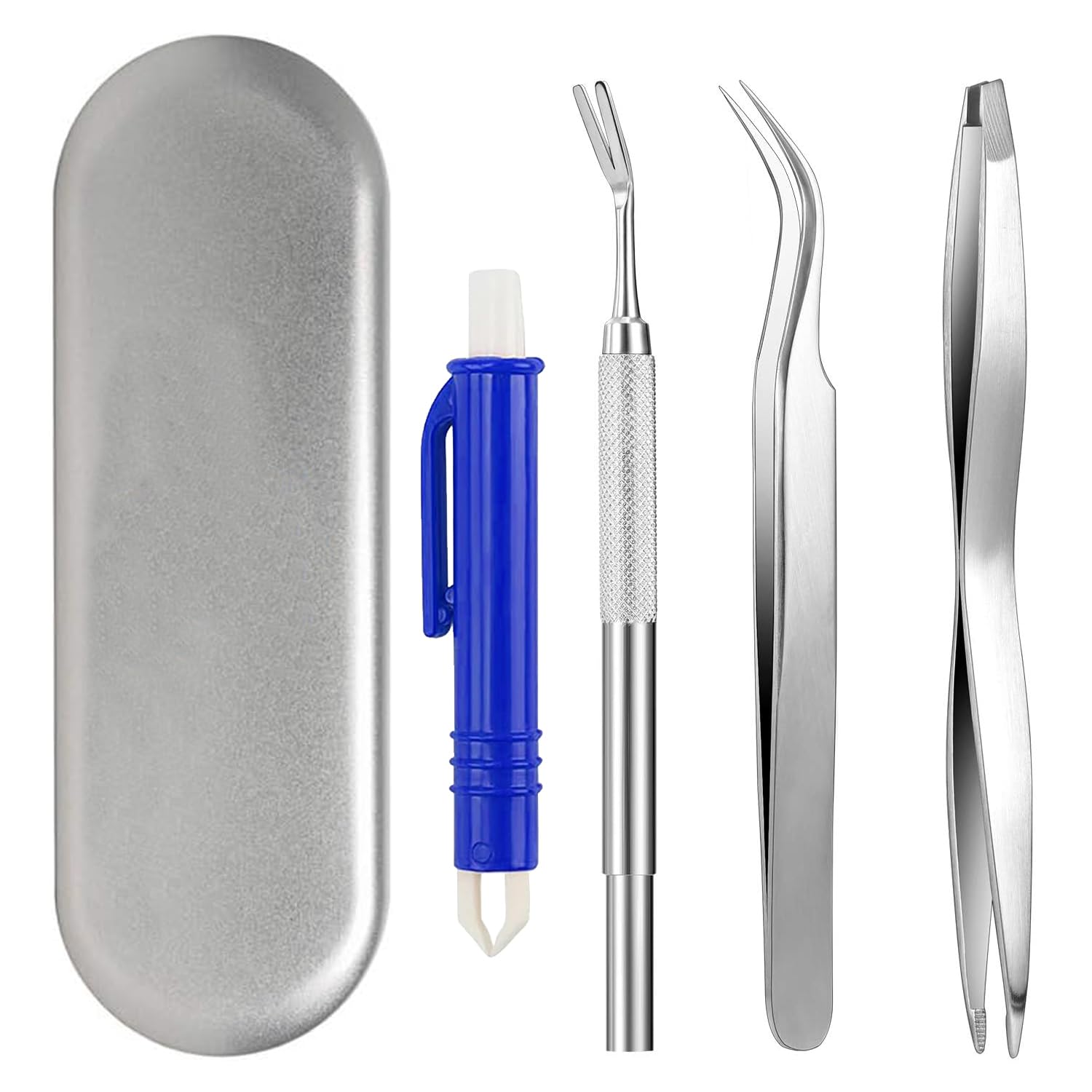 YSYONBOE 4 Pcs Tick Remover Tools for Dogs Cats, Stainless Steel Tick Remover, Professional Tick Tweezers Set for Dogs/Cats/Humans/Horses/Pets