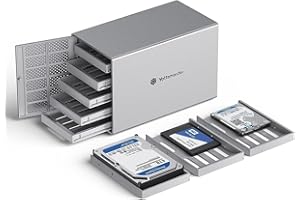 Yottamaster 5 Bay Hard Drive Enclosure, Aluminum USB3.0 3.5" HDD Enclosure DAS for 2.5"/3.5" Inch SATA HDD/SSD, Supports 5x18