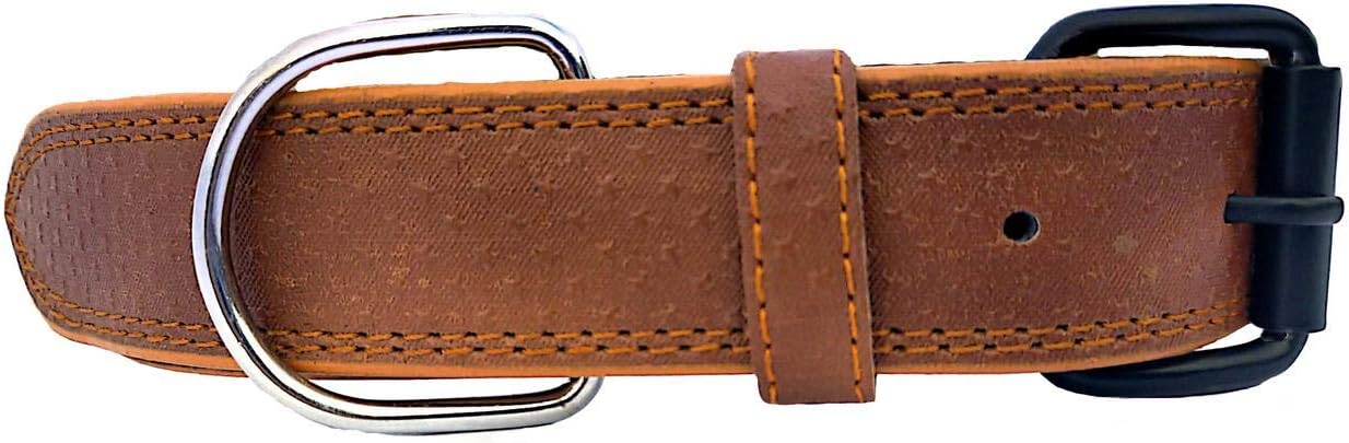 Forever99 Pet Shop Leatherette Dog Collar Neck Belt for Large Dogs Labrador and All (Tan)