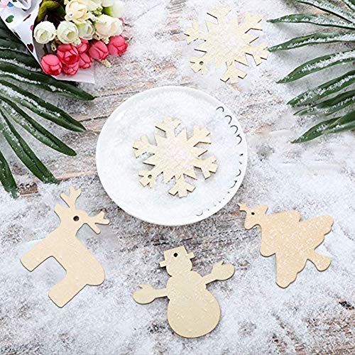 100 PCS Christmas Kraft Paper Tags Gift Tags Snowman, Snowflake, Reindeer and Christmas Tree Design for Christmas Gift,DIY and Wedding