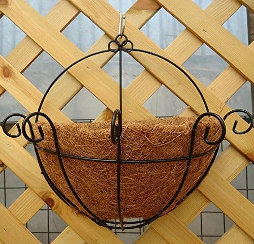 SunnyCZ 1Pcs Beautiful Pot Iron Wall-Mounted planter Hanging Wall Planter Flower Pot Coconut Inner
