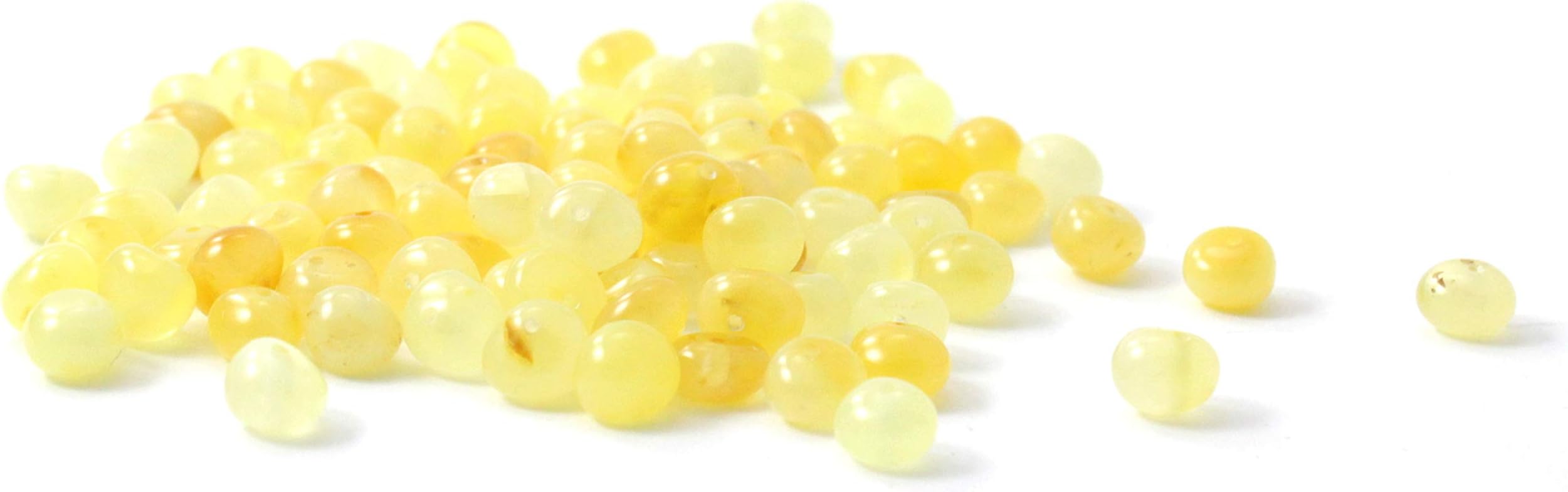 TipTopEco Loose Baltic Amber Beads - 10 Grams - Milky Color - 4-5 mm Size - with Pre-drilled Holes (Polished Milky, Size of Beads is About 4-5 mm)